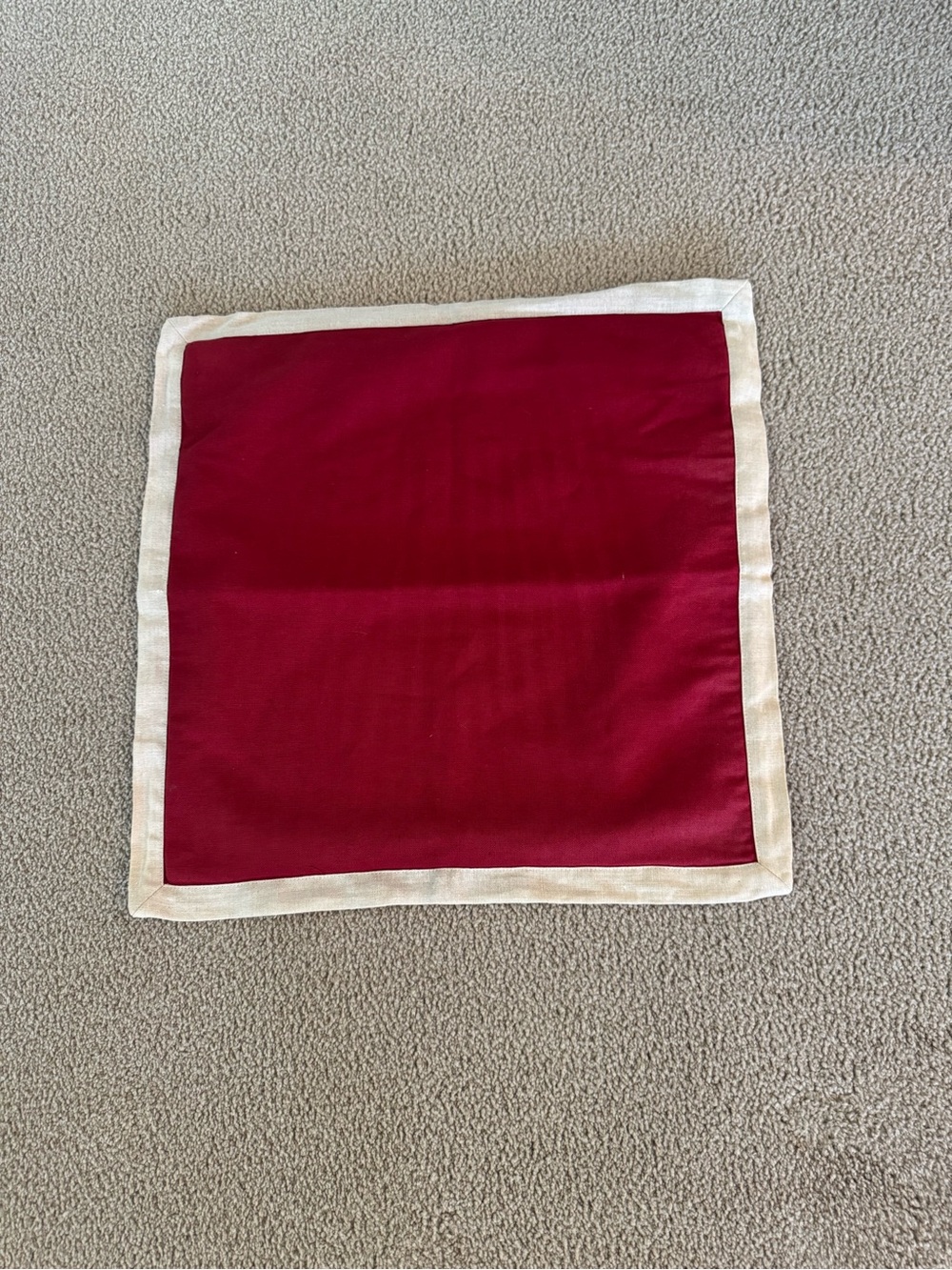 Pottery Barn Red & Beige Cotton Linen Blend Throw Pillow Cover 18x18 EUC